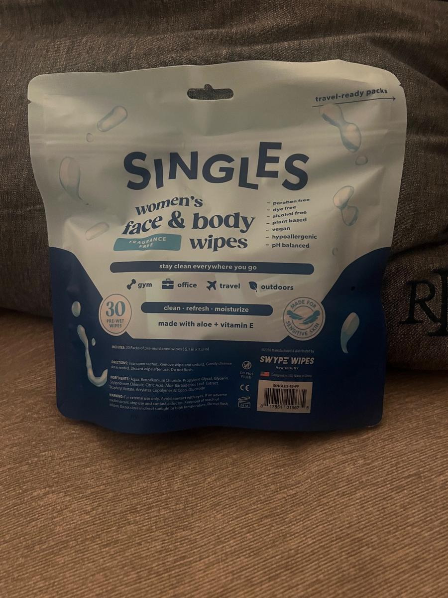 Singles Women's Face & Body Wipes Fragrance Free 30ct