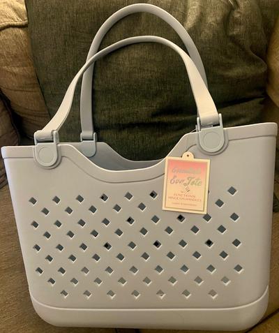 Essentials Eva Tote Bag with Hinge Handles light blue-Bogg Bagg Dupe