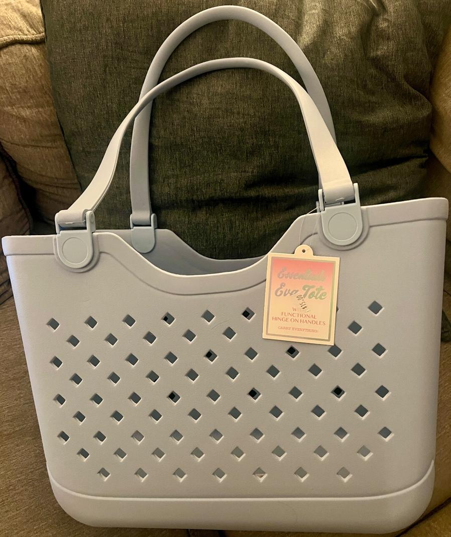 Essentials Eva Tote Bag with Hinge Handles light blue-Bogg Bagg Dupe