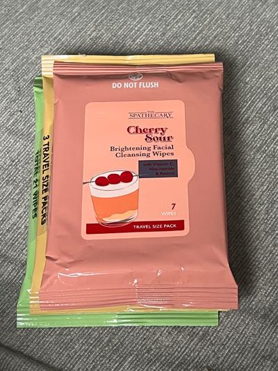The Spathecary Cherry Sour Brightening Facial Cleansing Wipes 3-pack Travel Size