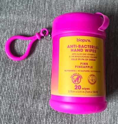 Biopure Anti-Bacterial Hand Wipes Pink Pineapple 20ct