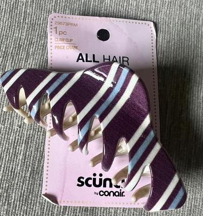 Scunci by Conair Striped Claw Clip Purple Blue