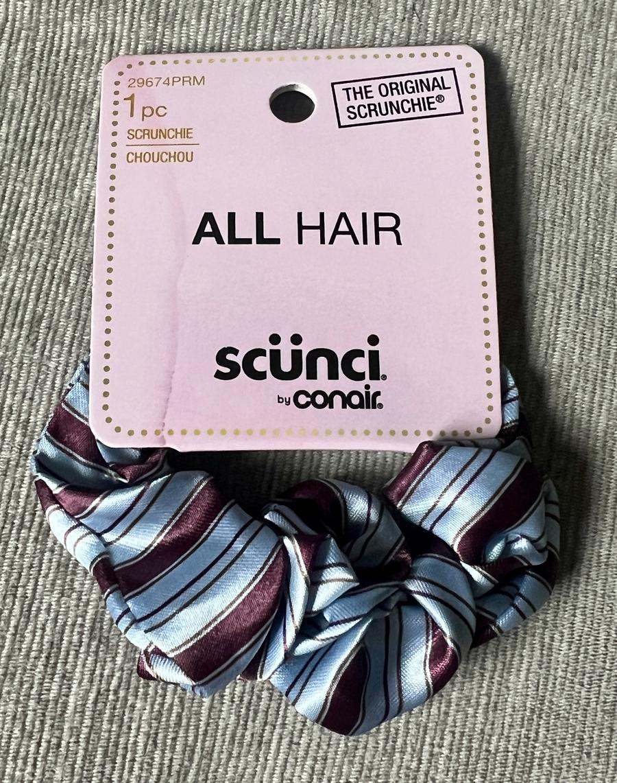Scunci Original Scrunchie striped satin blue burgundy