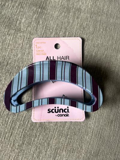 Scunci Claw Clip Blue Purple Stripe