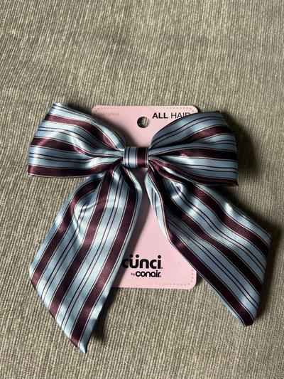 Cunci by Conair Striped Satin Hair Bow Clip