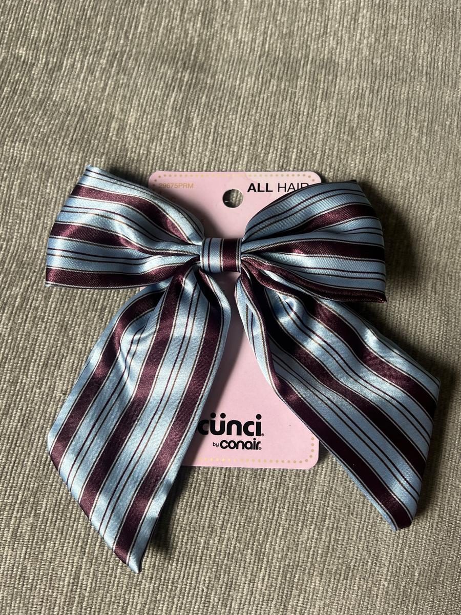 Cunci by Conair Striped Satin Hair Bow Clip