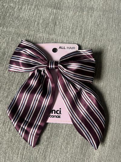 Scunci Striped Satin Hair Bow Clip