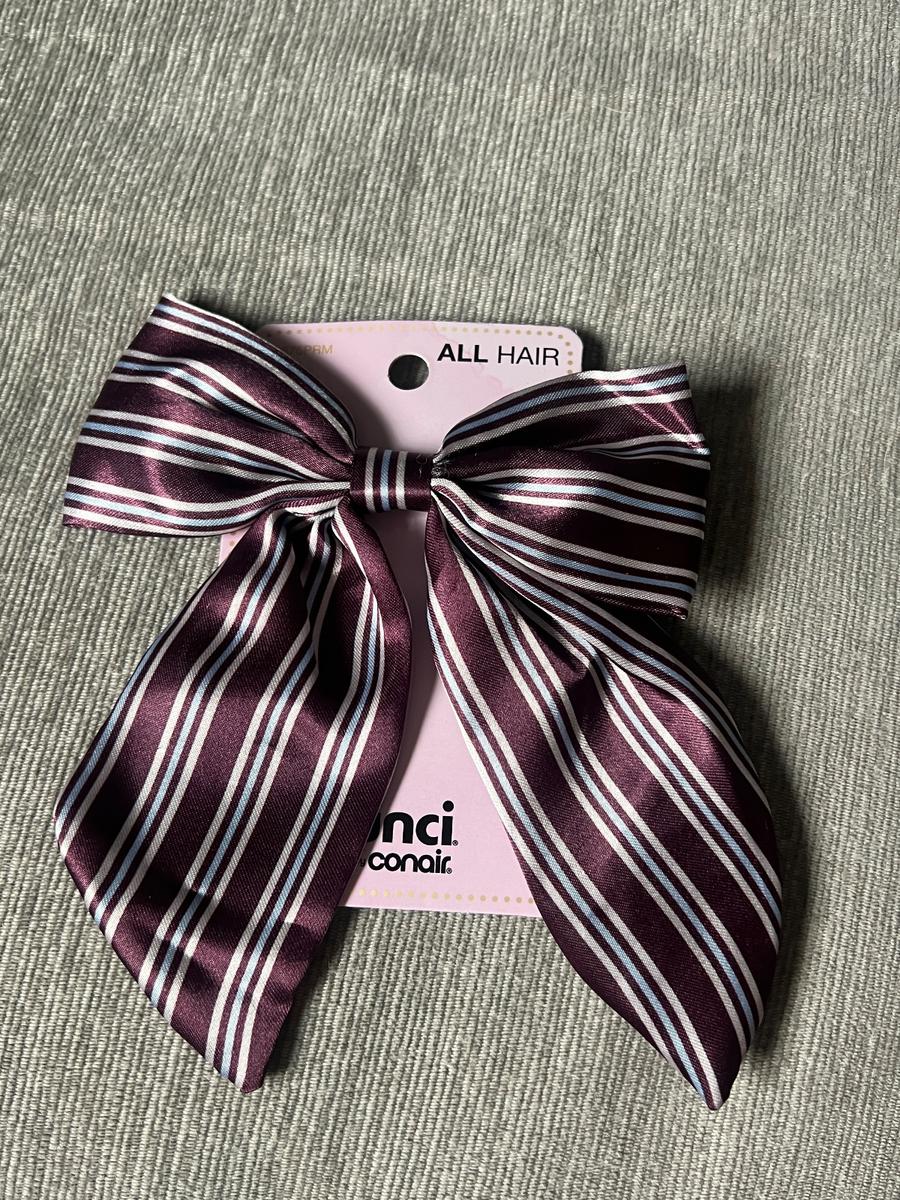 Scunci Striped Satin Hair Bow Clip