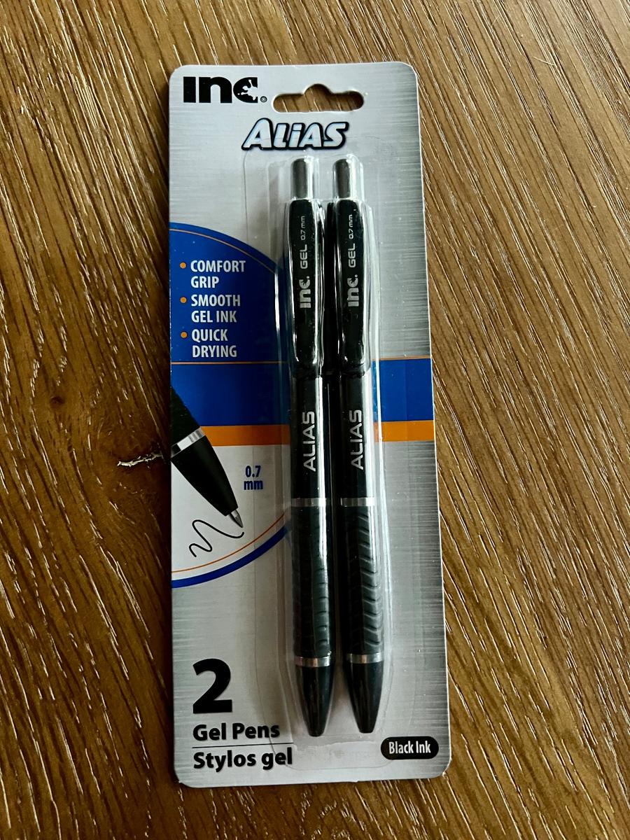 Inc. Alias Gel Pens Black Ink 0.7mm 2-pack