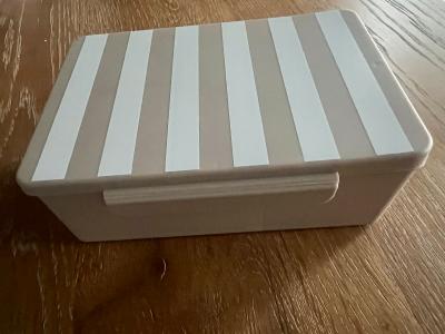 Striped Bento Dupe Plastic Storage Box with Lid