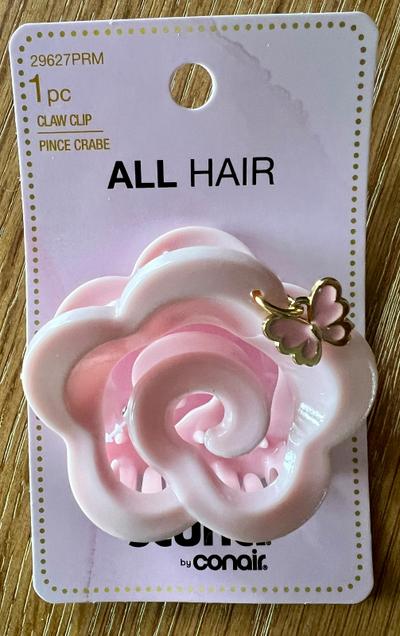 Scunci by Conair Flower Claw Clip Pink Rose with Gold Charm