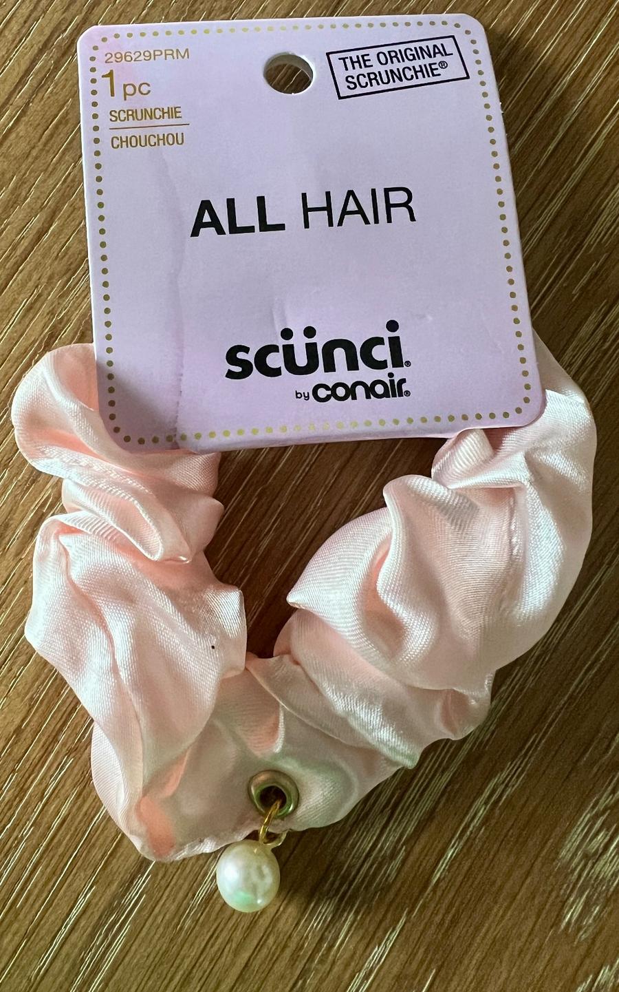 Scunci by Conair Satin Scrunchie with Pearl Charm