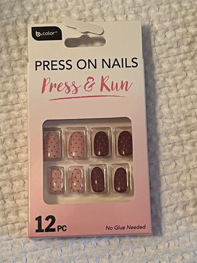b.color Press & Run Press On Nails 12pc - Pink Polka Dot