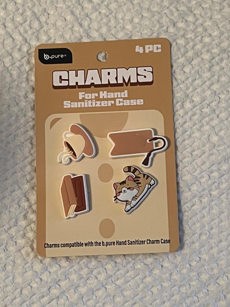 b.pure Charms for Hand Sanitizer Case 4-PC (Cozy Cat Theme)