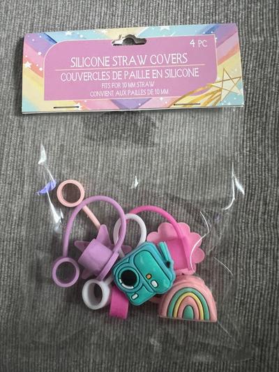 Silicone Straw Covers 4-Pack Rainbow & Friends