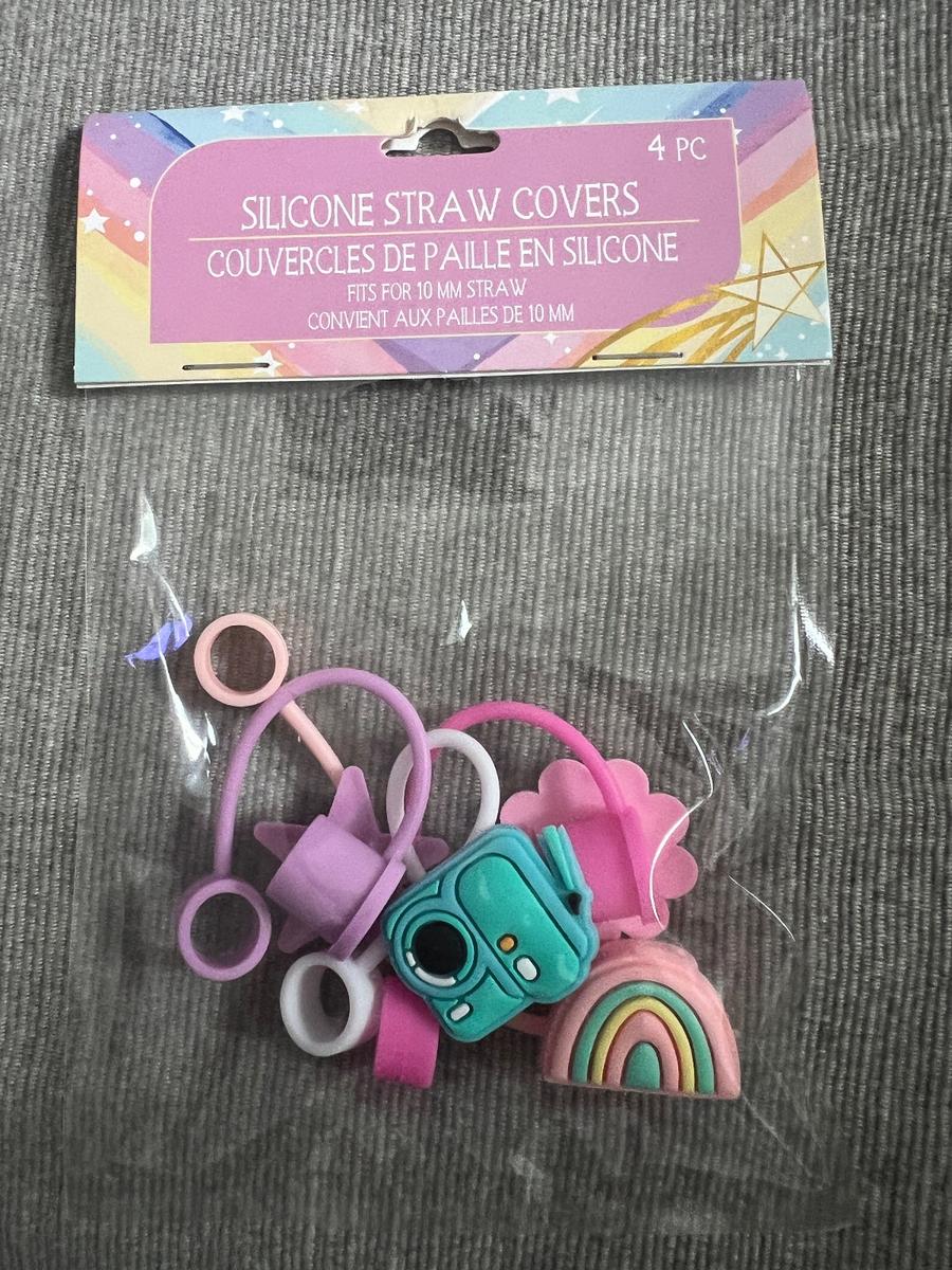 Silicone Straw Covers 4-Pack Rainbow & Friends