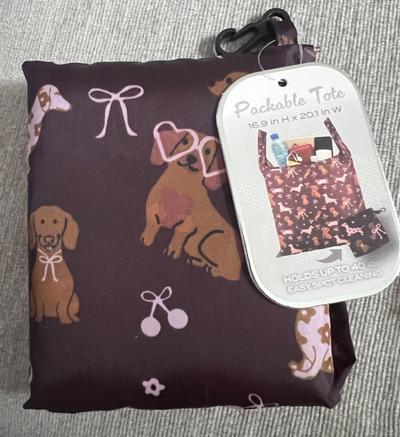 Dachshund & Bows Packable Tote Bag