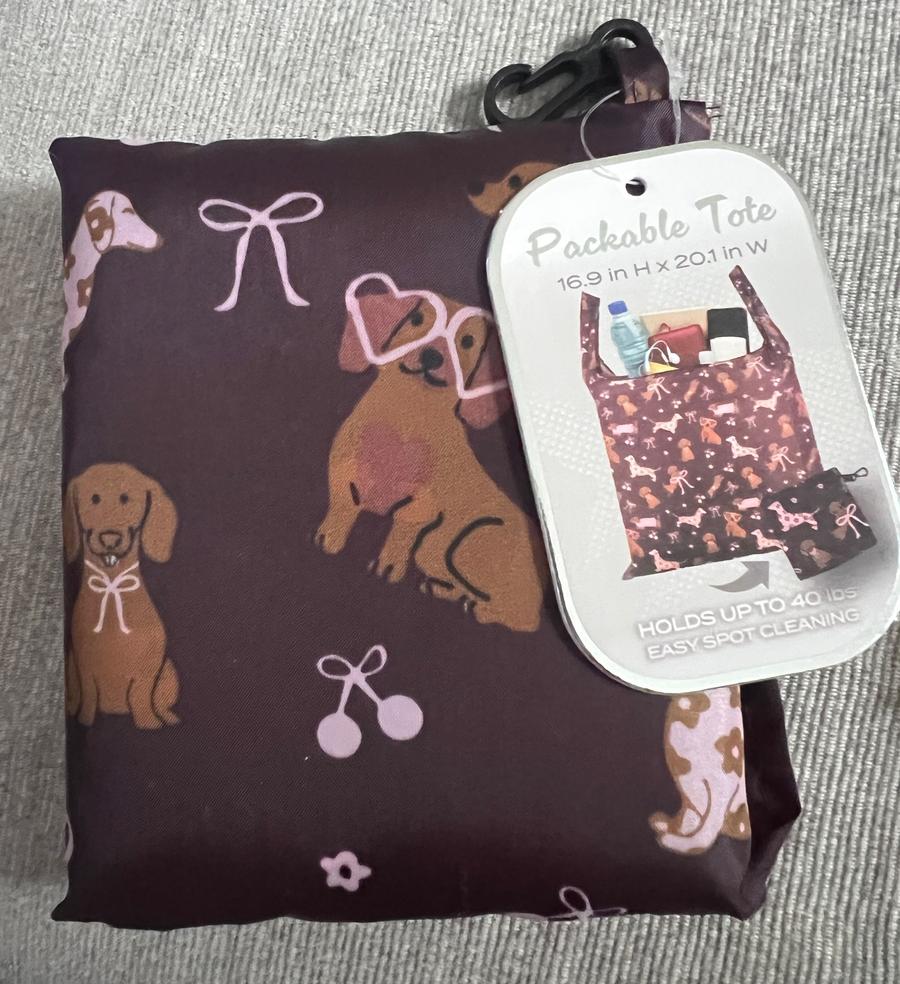 Dachshund & Bows Packable Tote Bag
