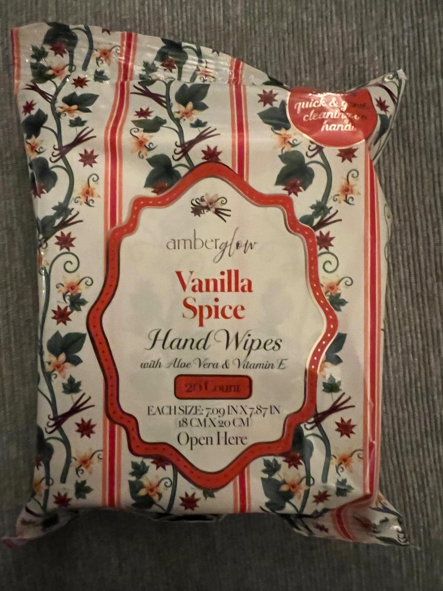 Amber Glow Vanilla Spice Hand Wipes 20ct
