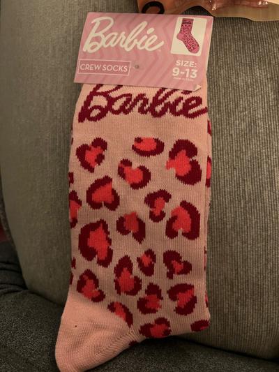 Barbie Leopard Print Crew Socks Size 9-13